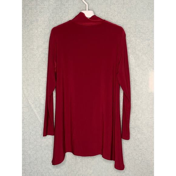 Sympli Burgundy Laser Cut Mock Neck Long Sleeve Pullover Tunic Size 12 - Picture 7 of 11